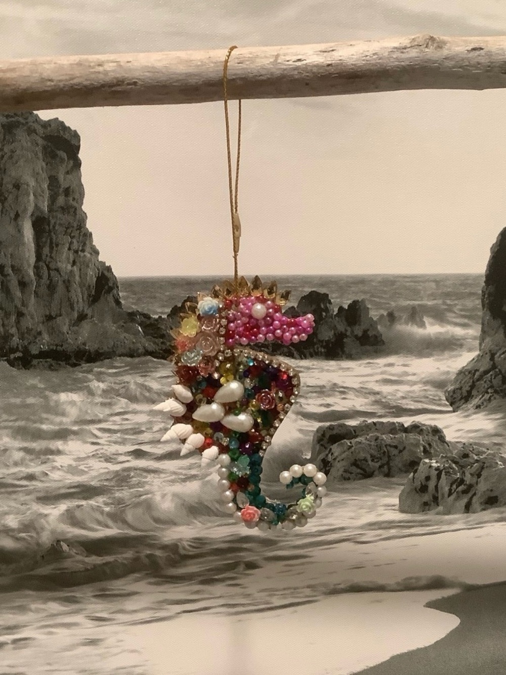 Beaded Seahorse , Seahorse Christmas Ornament, Trinket, Coastal Decor